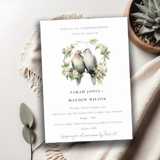 Invitation Dîner de répétition botanique chic Inséparables