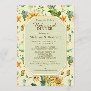 Invitation Dîner de répétition botanique de tournesol floral