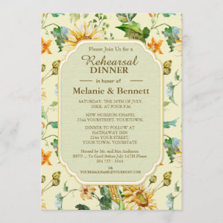 Invitation Dîner de répétition botanique de tournesol floral