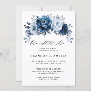 Invitation Dîner de répétition botanique Dusty Blue Slate Nav