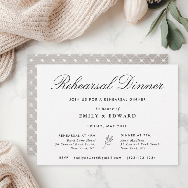 Invitation Dîner de répétition botanique élégant classique (Créateur téléchargé)