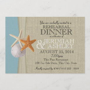 Invitation Dîner de répétition Burlap et Starfish