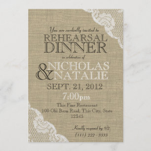 Invitation Dîner de répétition Burlap Look
