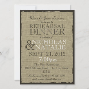 Invitation Dîner de répétition Burlap Look
