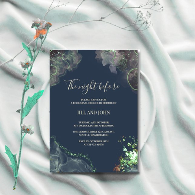 Invitation Dîner de répétition céleste vert mariage (Créateur téléchargé)