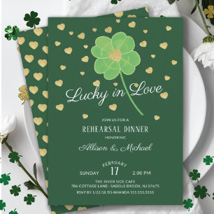 Invitation Dîner de répétition Chanceux en amour Trèfle