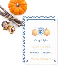 Invitation Dîner de répétition Chinoiserie Blue & Orange Citr