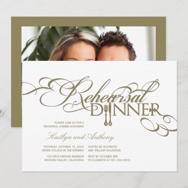 Invitation Dîner de répétition Classique Défilés de mariage I (Devant / Derrière)