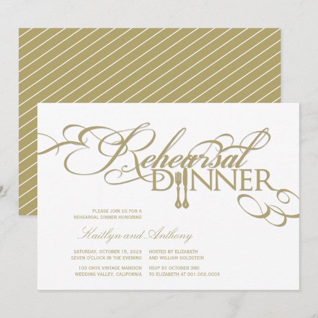 Invitation Dîner de répétition Classique Défilés de mariage I (Devant / Derrière)