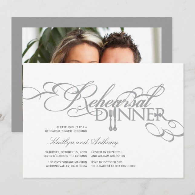 Invitation Dîner de répétition Classique Défilés de mariage I (Devant / Derrière)