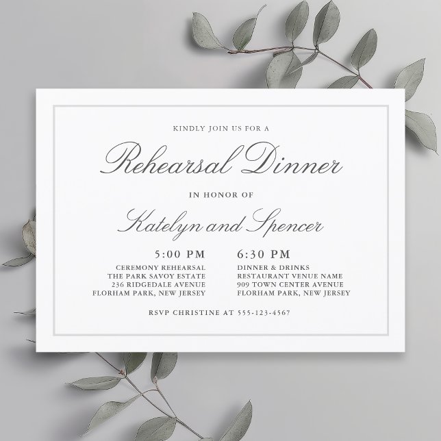 Invitation Dîner de répétition classique simple Élégance Mari (Available in both printed and digital download formats.)