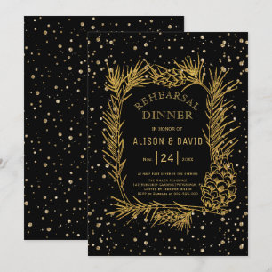 Invitation Dîner de répétition confettis de pin en glitter do
