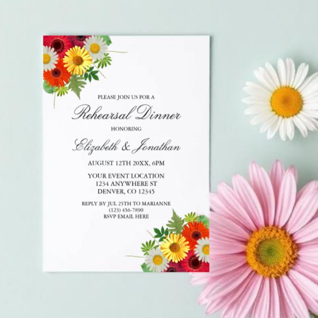 Invitation Dîner de répétition Country Daisies (Créateur téléchargé)