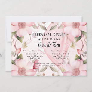 Invitation Dîner de répétition d'alcool rose floral
