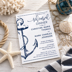 Invitation Dîner de répétition d'ancrage nautique de mariage