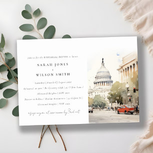 Invitation Dîner de répétition d'aquarelle minimal Washington