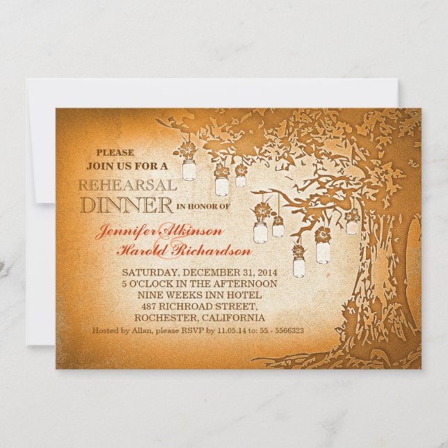 Invitation Dîner de répétition d'arbre de jarres de maçon rus (Devant)