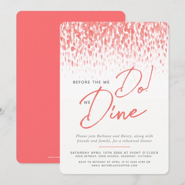 Invitation Dîner de répétition d'art de corail vivant avant n (Devant / Derrière)