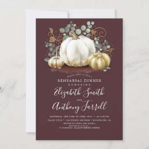 Invitation Dîner de répétition d'automne Citrouille blanc et