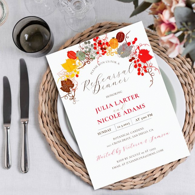 Invitation Dîner de répétition de baies sucrées florales fran (Créateur téléchargé)
