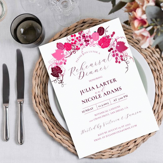 Invitation Dîner de répétition de baies sucrées florales fran (Créateur téléchargé)