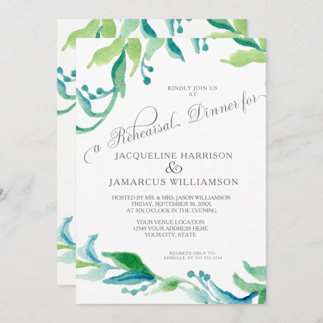 Invitation Dîner de répétition de BOHO Outdoor Garden (Devant / Derrière)