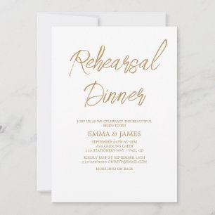 Invitation Dîner de répétition de calligraphie dorée romantiq