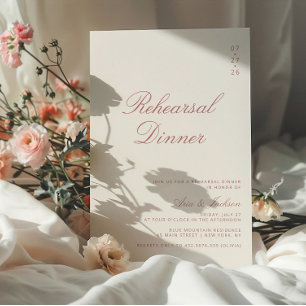 Invitation Dîner de répétition de calligraphie élégant Rose D
