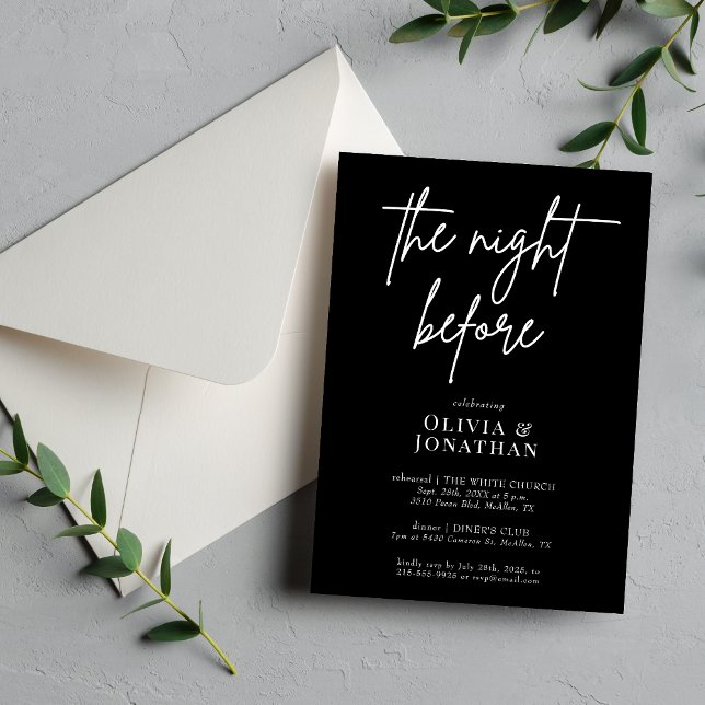 Invitation Dîner de répétition de calligraphie élégante la ve (Elegant calligraphy rehearsal dinner invitation sets a warm, intimate tone for your night before.)