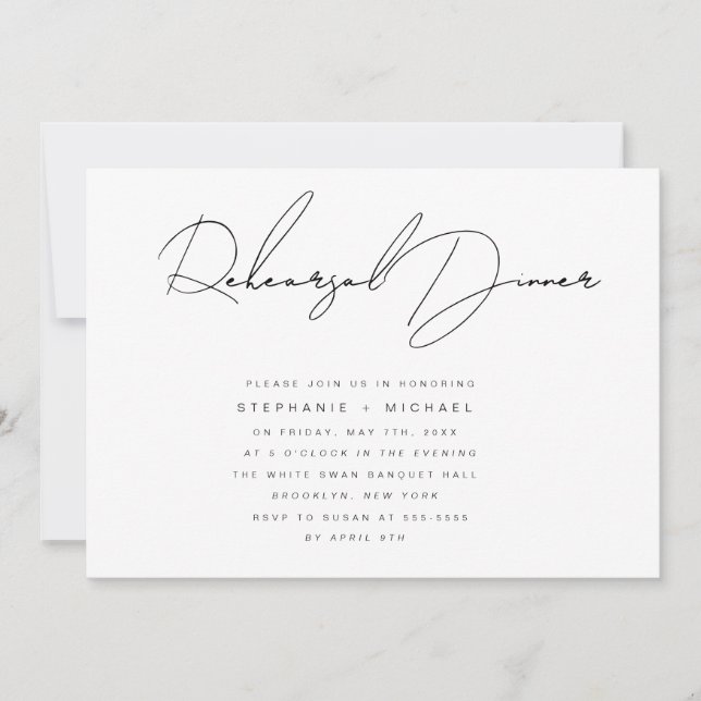 Invitation Dîner de répétition de calligraphie simple Invitat (Devant)