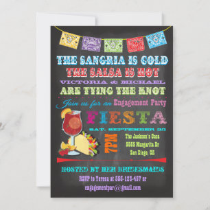 Invitation Dîner de répétition de Chalkboard Mexicaine Fiesta