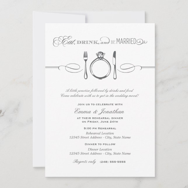 Invitation Dîner de répétition de charbon de bois pour boire  (Devant)