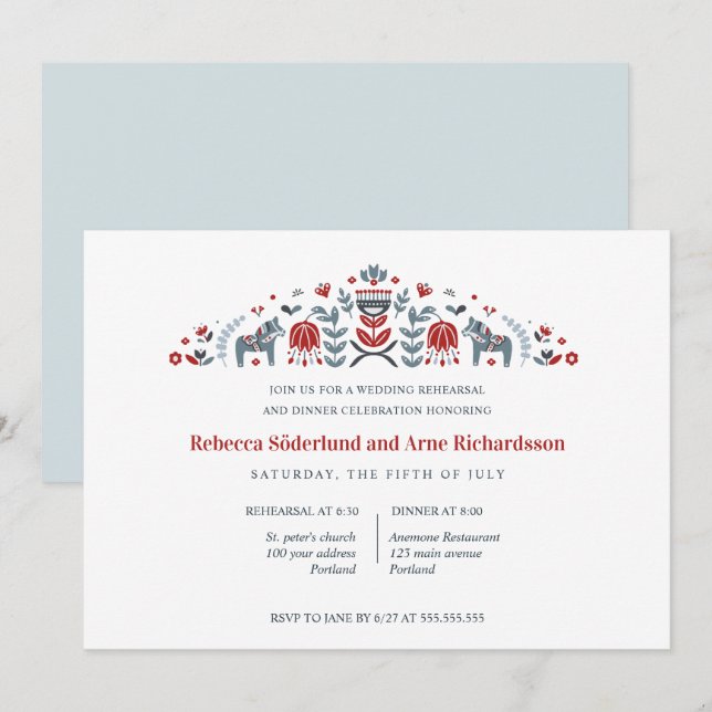Invitation Dîner de répétition de chevaux scandinaves (Devant / Derrière)