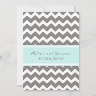 Invitation Dîner de répétition de Chevron de gris bleu