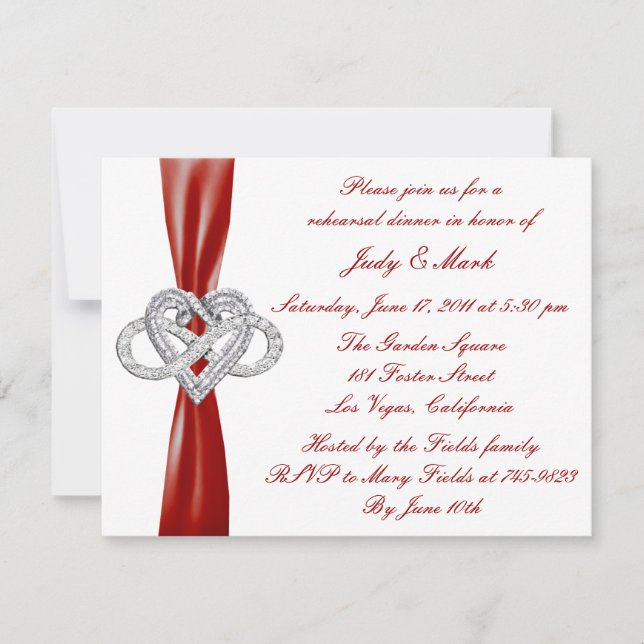 Invitation Dîner de répétition de coeur Red Infinity Invitati (Devant)