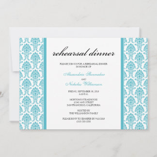 Invitation Dîner de répétition de Damas (aqua)