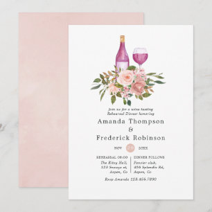 Invitation Dîner de répétition de dégustation de vin Floral B
