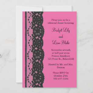Invitation Dîner de répétition de dentelle (fuchsia)