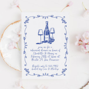 Invitation Dîner de répétition de doodle de vin Whimsical mod