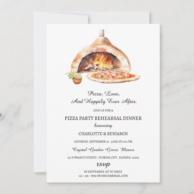 Invitation Dîner de Répétition de Fête de Pizza Italienne Rus (Devant)