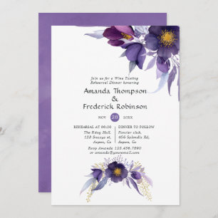 Invitation Dîner de répétition de fleurs de prune violet