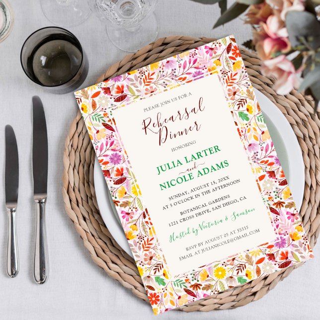 Invitation Dîner de répétition de fleurs de tulipe estivales  (Créateur téléchargé)