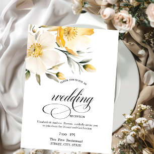 Invitation Dîner de répétition de fleurs jaunes et blanches à