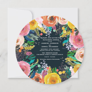 Invitation Dîner de répétition de fleurs peintes Cercle