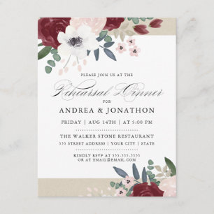 Invitation Dîner de répétition de fleurs romantiques invitati