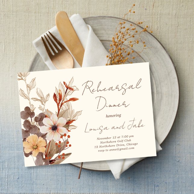 Invitation Dîner de répétition de florales d'automne (Créateur téléchargé)