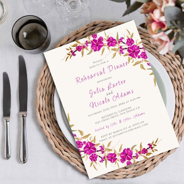 Invitation Dîner de répétition de jardin de fleurs de vigne à (Créateur téléchargé)