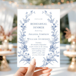 Invitation Dîner de répétition de jardin victorien bleu franç