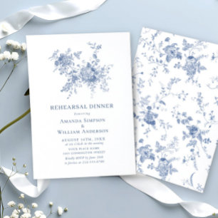 Invitation Dîner de répétition de jardin victorien bleu franç