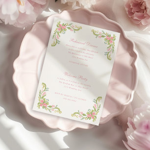 Invitation Dîner de répétition de la bordure florale rococo o
